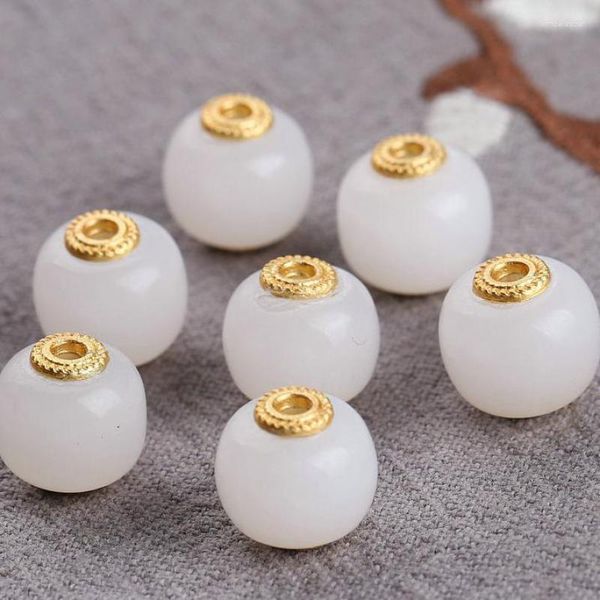 Pietre pietre preziose allentate 14k in oro oro etiano bianca in giada a barilotto per perle per gioielli che producono bracciali per baratto di perline di corda fai -da -te ciondoli