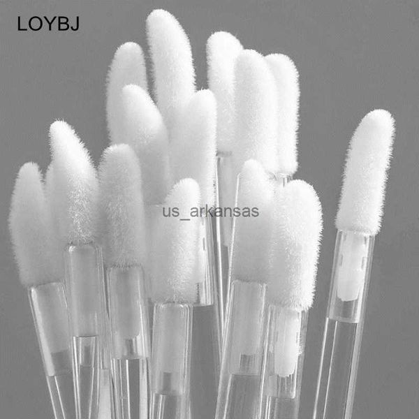 Escovas de maquiagem Loybj 50pcs Disponível de maquiagem Lipsick Lipsick Lip Gloss Flocking Head Wands Aplicador Lips portáteis Brushes cosméticos Ferramentas HKD230821