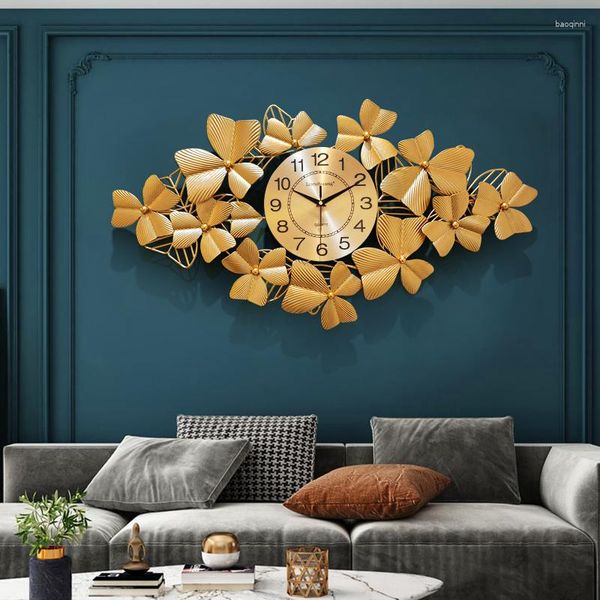 Relógios de parede grandes flores de metal de luxo moderno único artes nórdicas criativas Zegar Scienny Produtos domésticos de50zb