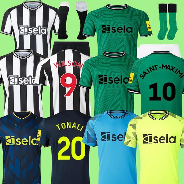 23 24 Tonali Home Away Soccer Jerseys Newcastles Kids Kit 2023 2024 Третий Unites Black White Вратарь Бруно Г. Уилсон Сент -Максимин Мерфи Футбольная рубашка