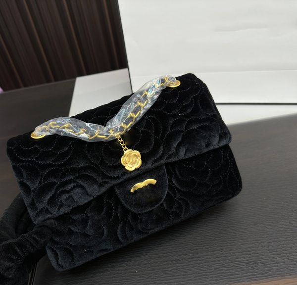 CC CF Série Designer Bola de ombro de Bolsa Crossbody Velvet Camellia Design Lady Clutch Bolsa Mulher Moda Bolsas de Cadeia