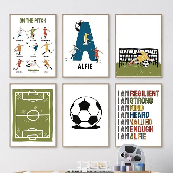 Leinwand Malerei Fußball Pitch Cartoon Torhüter Sportplakate Drucke Wandkunst Nordische Bilder für Schlafzimmer Teen Kinderzimmer Dekor Geschenk No Frame Wo6