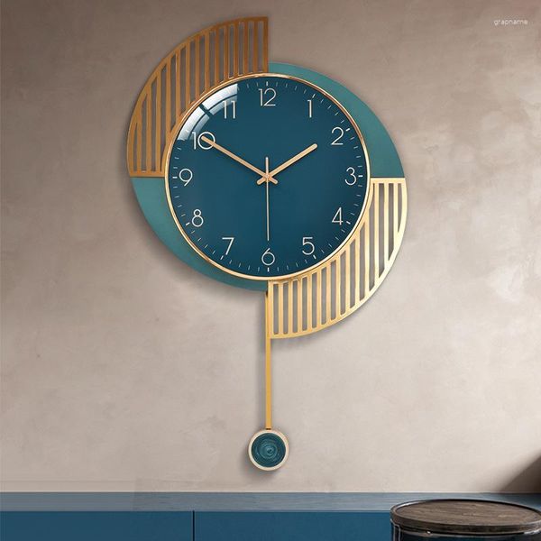 Wanduhren moderne kreative Metall Eisen Hanging Uhr Wohnzimmer Luxus Uhr Korridor El Home Dekoration Kunsthandwerk Design