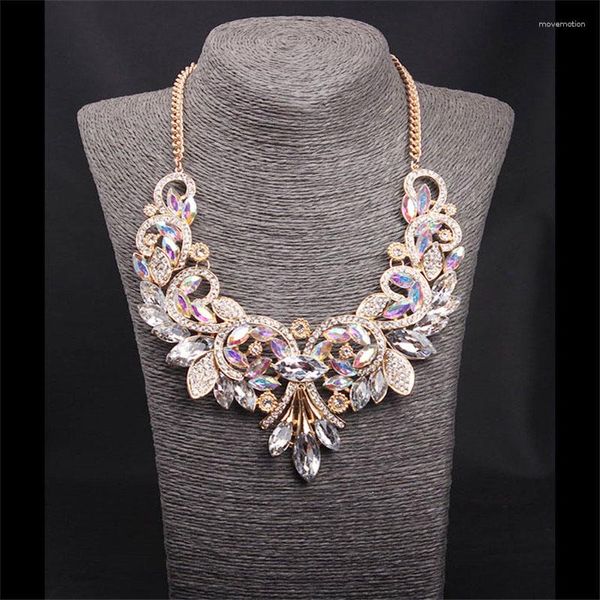 Correntes design coreano de moda cristal gemstone colar curto colar colar de shilace de colar de gargantilha vintage acessórios exagerados mulheres mulheres
