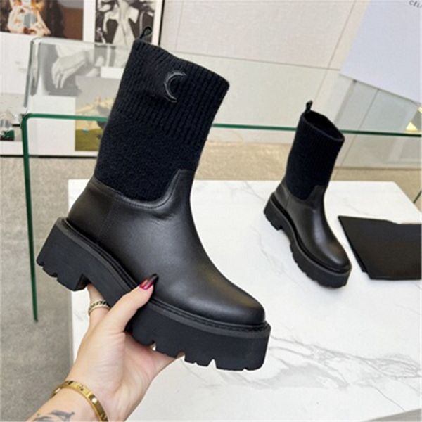 Роскошные дизайнерские сапоги 2023 Celinity Fashionable Women Business Work Coremer Anti Slip Knight Boots Martin Boots Casual Sock Boots 01-014