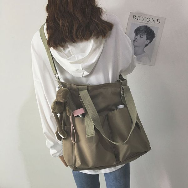 Su geçirmez çanta büyük kapasiteli tuval torbası kadın haberci Koreli öğrencisi harajuku japon tek omuzlu büyük torba çanta