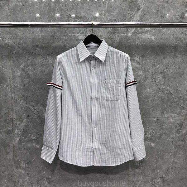 TB THOM Langarm-shirt Mode Koreanischen Stil Kausalen Männer Shirts Hohe Qualität RWB Ärmel Design Frauen Probe Shirts