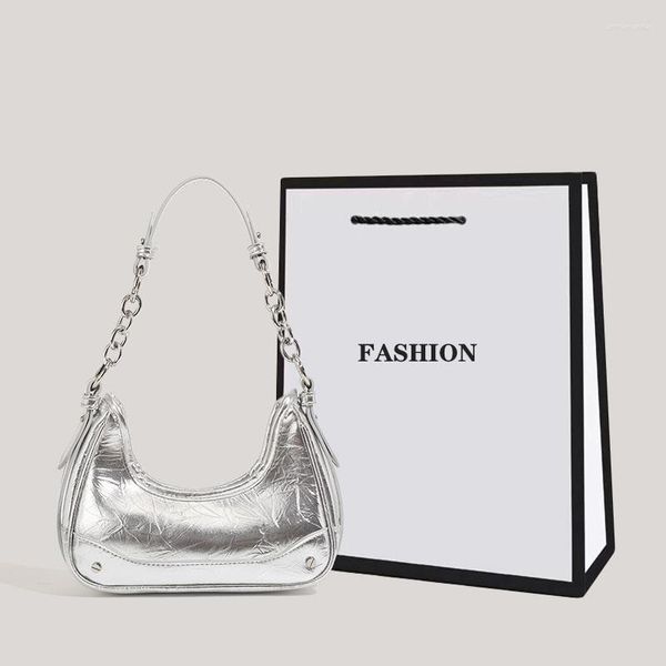 Abendbeutel Luxusledertasche für Frauen Hologramm Laser Silber Handtaschen Achselstaschen Schulter Totes Mädchen Hochzeit/Party