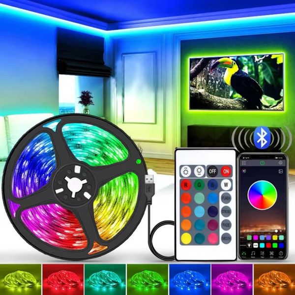 Faixa de LED 15 20 metros de wifi ao ar livre Alexa 5050 5V RGB LUZES DE LED LED PAR