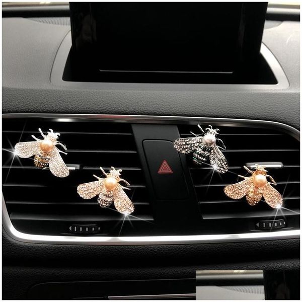 Innenarchitektur Bienenautozubehör Air -Outlet Clip Strass Diamant pro Erfrischungsbetreuung Mobile Motorräder Dhhlle