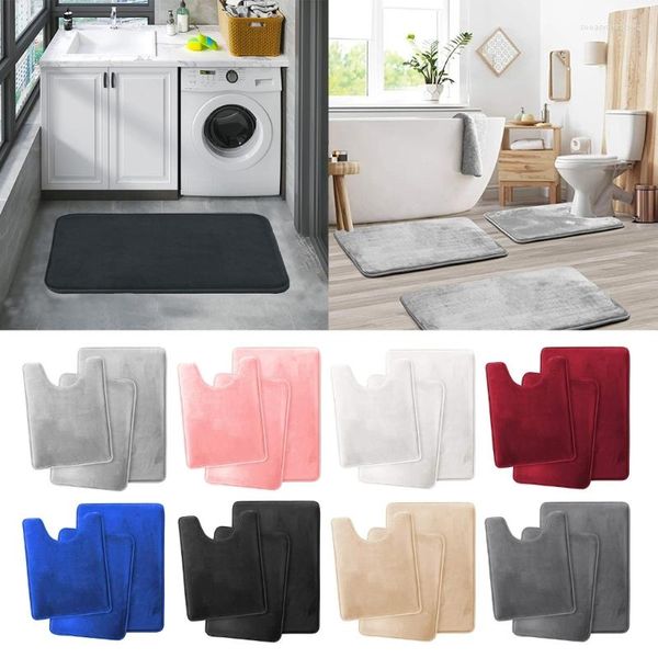 Accessorio per bagno set da bagno tappeti da bagno tappetino in memoria di 3 tappetini non slip tappeti a forma di U super assorbenti decorazione lavatrice