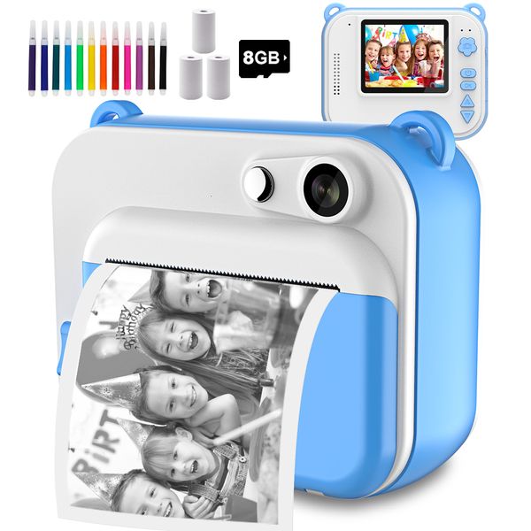 Filmkameras Kinder -Sofortdruckkamera mit thermischen Drucker Kinder Digital Po Camera Girl's Toy Child Camera Video Boy's Birday Gift 230818
