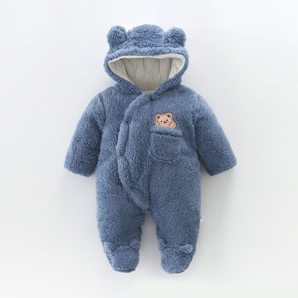 Recém -nascido bebê inverno meninos roupas roupas de origem de animais quentes de desenho animado urso macacão geral macacão com capuz