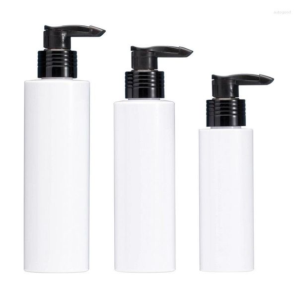 Garrafas de armazenamento loção plástica garrafa preta clipe de bomba 100ml 150ml 200 ml 5 onças vazia redonda redonda reciclável recipiente de embalagem cosmética