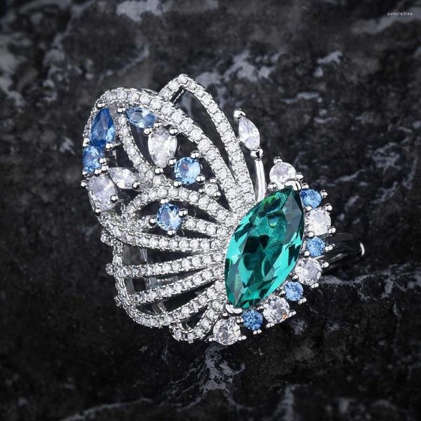 Clusterringe WPB Original Frauen emuliert Palaiba Schmuck Schmetterling Ring weiblich Brilliant Zirkon Luxus Mädchen Urlaubsgeschenk