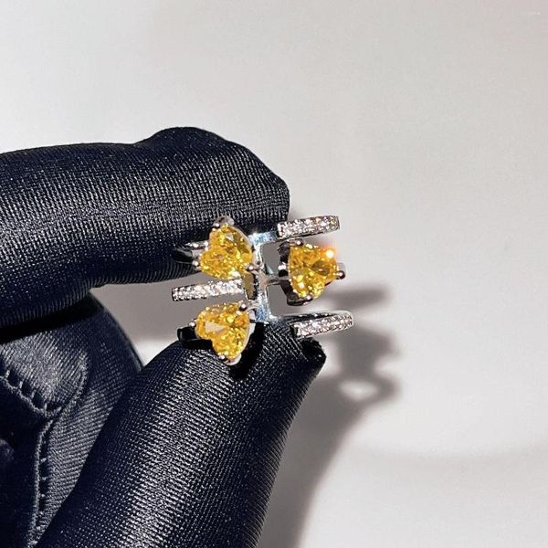 Rings de cluster real 925 Sterling Silver Origem Amethyst Open anel para mulheres naturais de pedras preciosas Anilos de Box