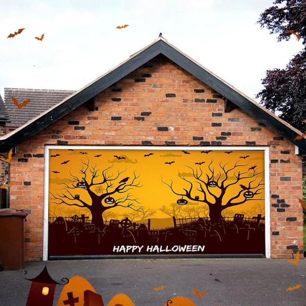 Party Decoration Halloween Garage Door Background Cloth Hanging Personality Tapestry Big Size Wall