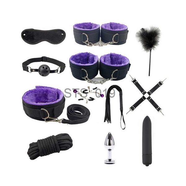 Outros itens de beleza de saúde Adulto SM Mulheres Bdsm Kits Bondage Gear Collar Butt Plug Chicote Erótico Adulto Jogos Algemas para Adultos X0821 x0821