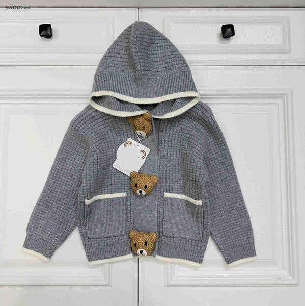 Tasarımcı Kids Hooded Hardigan Moda Bebek Örme Süveter Boyut 100-160 Cm Örme Bebek Düğmesi Dekorasyon Bebek Ceket Ağustos16