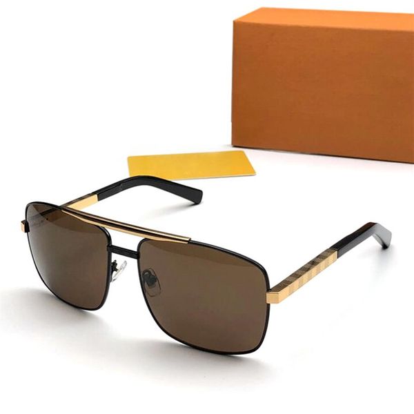 Männer Pilot Sonnenbrille zeitloser klassischer Stil mit altem Damier Muster Square Frames Seiten mattem glänzendem Metallplaid Druck Vintage Pola269l