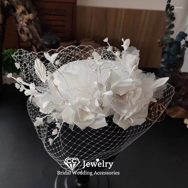 Cabeças CC Eventos de casamento elegantes Eventos de casamento Acessórios para o engajamento Ornamentos de cabelos para cocar de fita de fita Véu Cap AN419