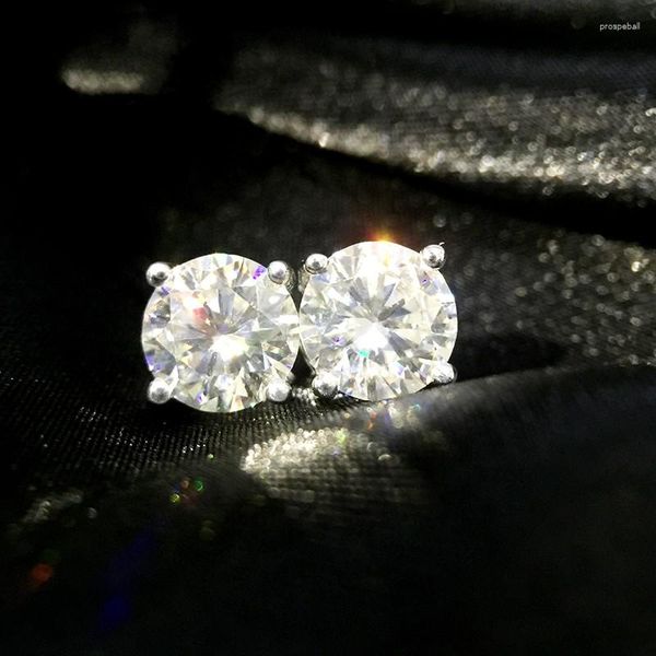 Orecchini per borchie classiche 3ct 9 mm round diamante simulato per donne e uomini 925 gioielleria da sposa coreane d'argento