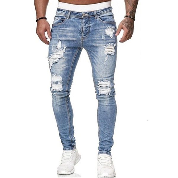 Herren Jeans 5 Arten von Stil Ripped Men Skinny Slim Fit Blue Hip Hop Denim Hosen lässig für das Joggen von Jean 230818