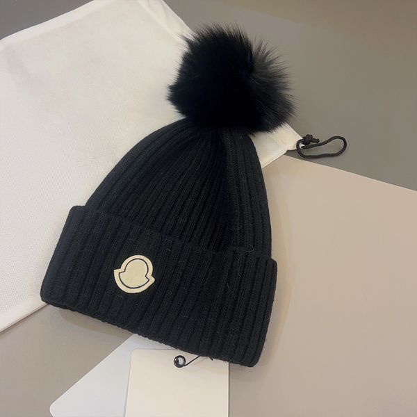 Winter Frauengestrickter Hut Designer Wollmützer Hut warme Mütze süße haarige Hüte 3 Farben