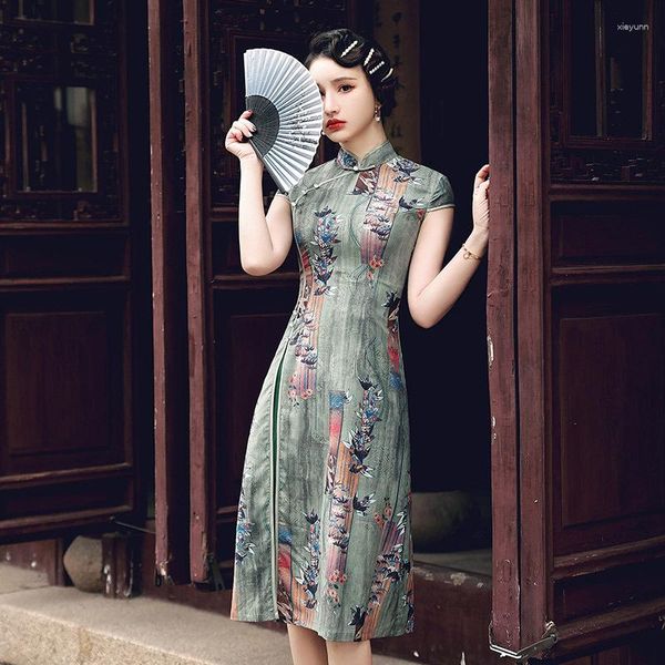 Ethnische Kleidung Cheongsam im mittleren Alter 2023 2023 Sommer kurzärmelige Mutter täglich elegant mittelgroße mittelgroße Aodai Kleid Qipao für Frauen