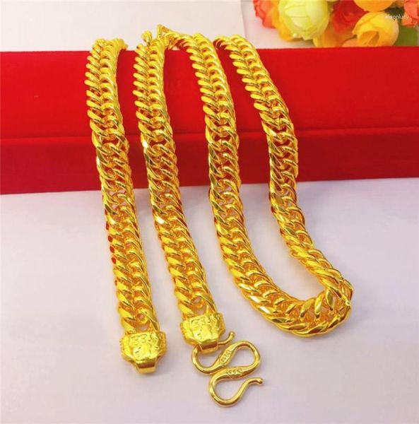 Ketten Hoyon Verdickte Uhr Kette Gold 24k Farbe grobe Schnalle Halskette Herrenhalskragen für Hochzeitsvergütung Schmuck Geschenke