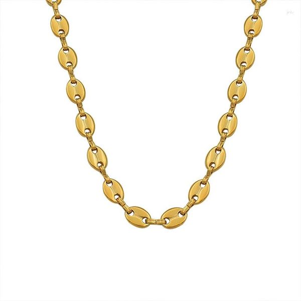 Anhänger Halsketten Davini minimalistische Schweinnasennähtekette Halskette Armband Set Personalisierte Mode Titanstahl 18K Gold plattiert