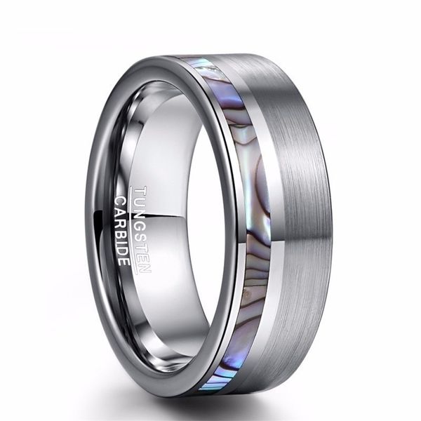 Anéis de aço inoxidável de titânio cor prata vintage para homens anel de fibra de carbono preto joias de casamento acessórios para presente de natal