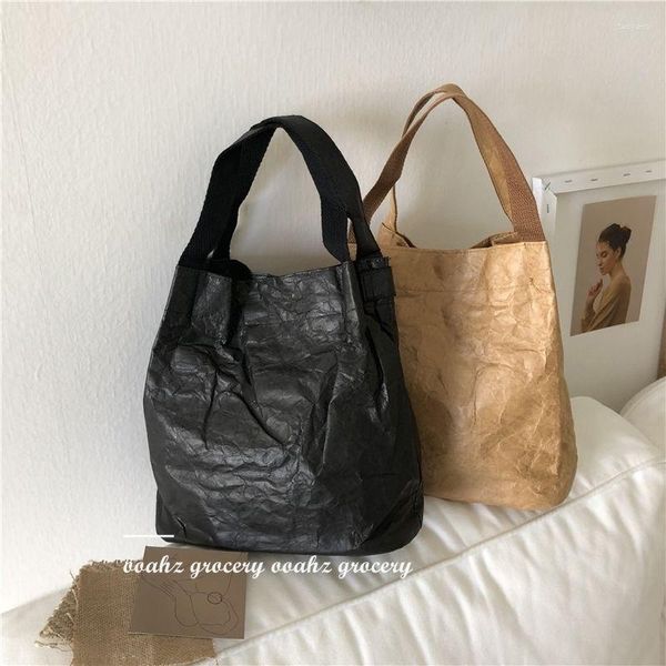 Bolsas de noite Bolsa de papel Kraft Mulheres laváveis ​​vintage dobradas com zíper casual de ombro de ombro macio de luxo de luxo de luxo de alta capacidade