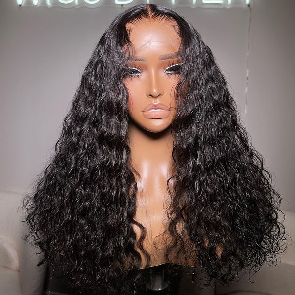 Water Wave Lace Front Wig 4x4 Fechamento de renda transparente 13x4 Frontal de renda para mulheres negras perucas de cabelo humano na venda