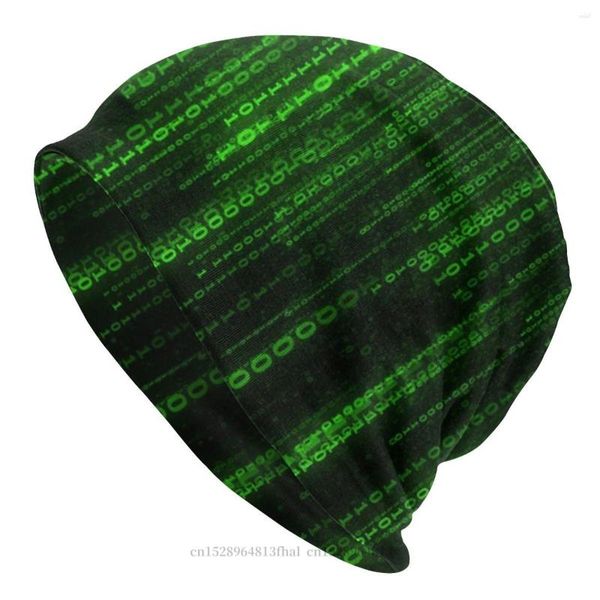 Boinas Código de inverno Chapéus quentes Matrix Senha verde Bonnet High qualidade Skullies Beanies Caps