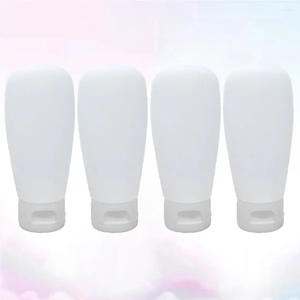 Garrafas de armazenamento 4pcs 60ml Recipientes de tampa plástica Supplies de loção para limpador (branco)