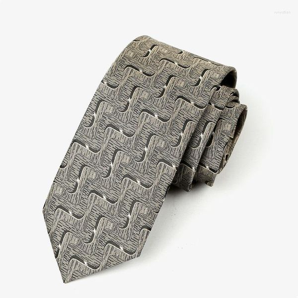 Bow Gine Men's 100 шелковой галстук Жаккард Cravat Neckerchief Business Suit Heartie Водонепроницаемый светло -коричневый