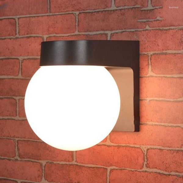 Lâmpada de parede minimalista em preto/ branco corporador corredor pátio pc base pc e27 luminária de lampes acrílicos leitosos