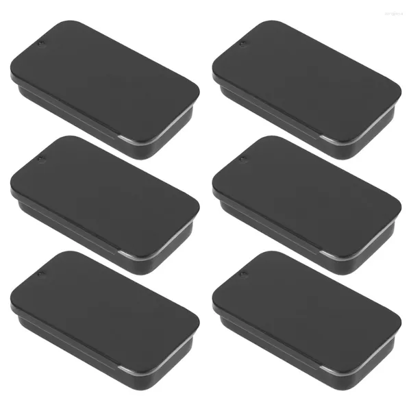 Garrafas de armazenamento 6pcs slide de metal top lin contêiner de lata vazia Caixa retro Organizador retro