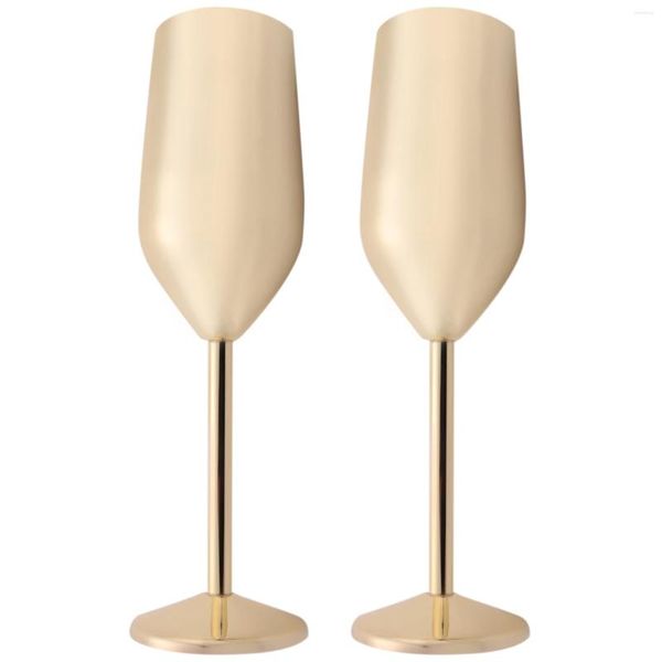Kaseler 2pcs/set paramparça geçirmez paslanmaz şampanya gözlükleri fırçalanmış altın düğün kızartma içecek fincanı parti evlilik şarabı