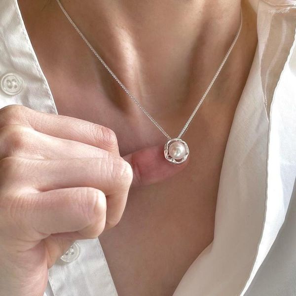 Catene Pure 925 Sterling Silver perle perle collana Women Jewelry S925 Designer T Show Abito da passerella raro In Giappone