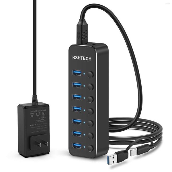 No hub 1 tipo C com adaptador de energia DC 5V/3A 5Gbps USB 3.0 portátil para acessórios de computador de laptop