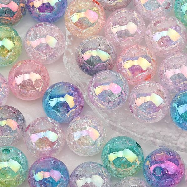 Acrylplastik Lucite Cordial Design 100pcs 16*16 -mm -Schmuckfunde Komponenten/Acrylperlen/handgefertigte/runde Form/Aurora -Effekt/DIY -Rissperlen 230820