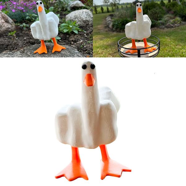 Dekorative Objekte Figuren Mittelfinger Duck Home Garten lustige kleine Geschenkgeschäfte Statue Desktop Craft Ornament Skulptur kreativ 230818