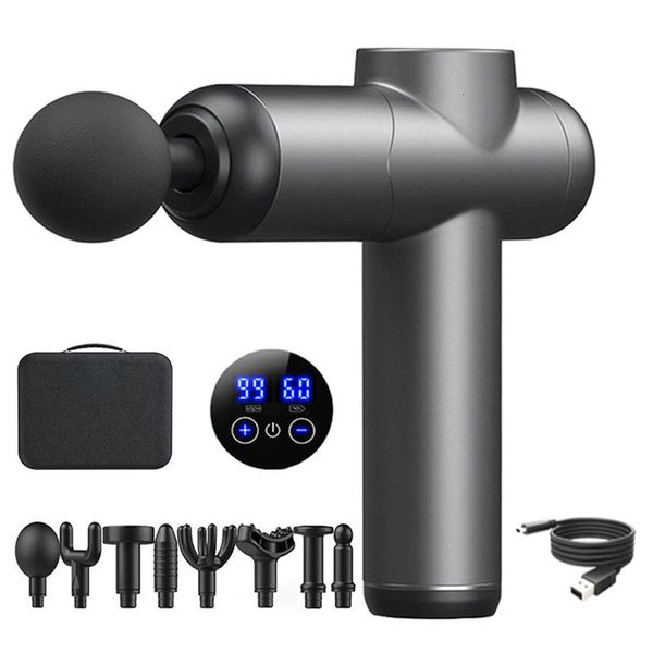 Massageador de corpo inteiro Profissional Smart Massage Gun Body Body Black Relaxer LED elétrico Display 8kinds de massagem Cabeça Fáscia Gun 230821