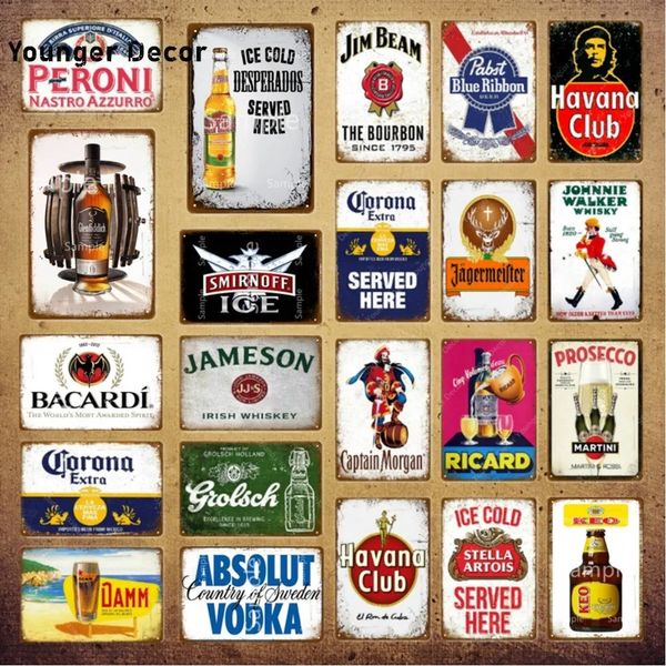 Mantenha as placas calmas de lata Drink Beer Wine Metal Poster Placa Vintage Brand Metal Sign Decoração de parede para bar Man Cave Club Man Cave Placas decorativas 30x20cm W01