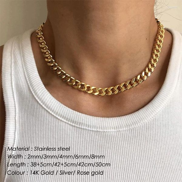 Cadeias retrô cuba de ouro cubano hip-hopnecklace 316 colar de aço inoxidável para homens e mulheres 2mm/3mm/4mm/6mm/8mm jóias de charme