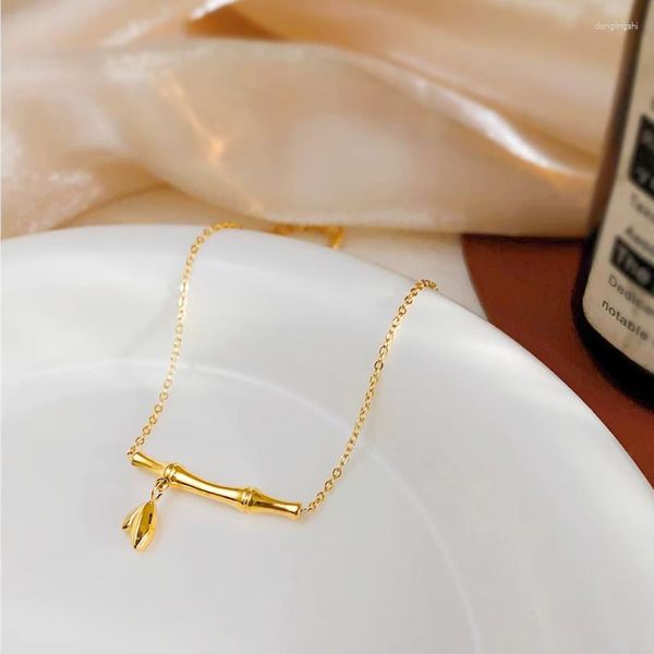 Charm Bracelets Bambusarmband für Frauen Kpop Japanische Goldfarbe Titanium Stahl Mode Schmuck Geschenkgroßhandel (GB813)