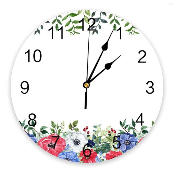 Orologi da parete Indipendenza Poppies Piante Flowers Grande Orologio da pranzo Restauranti Cafe Decorazione Round Silent Home Decoration