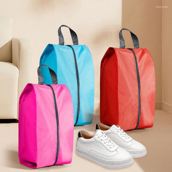 Bolsa de sapatos de sacos de armazenamento Saco de tecido de nylon impermeável com zíper resistente para viajar portátil garoto de garotas